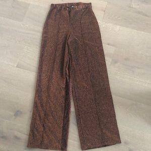 High waist bronze shimmer wide leg pants
